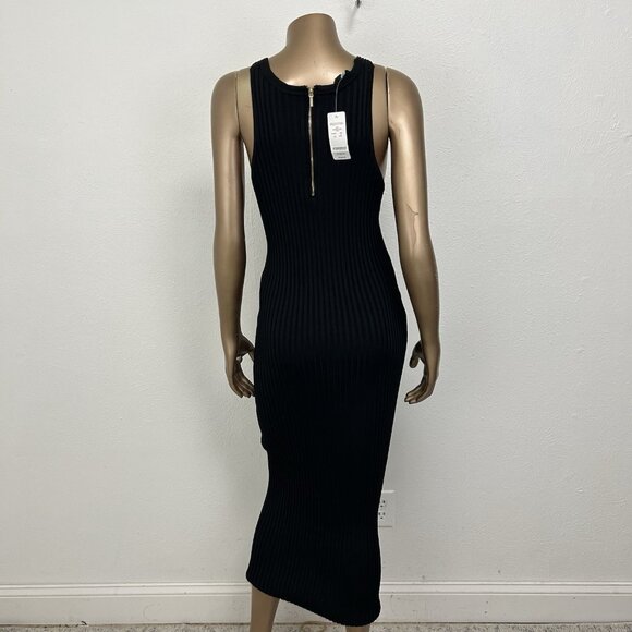 New Bebe Lindsey Halter Black Ribbed Bodycon Maxi Dress Size L Sleeveless - Picture 5 of 10